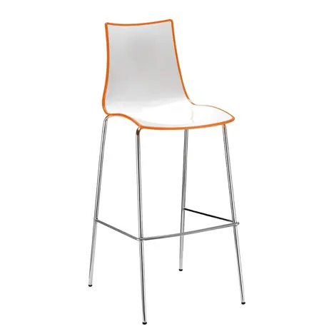 Gecko Shell Dining Stacking Stool with Chrome Legs - Orange